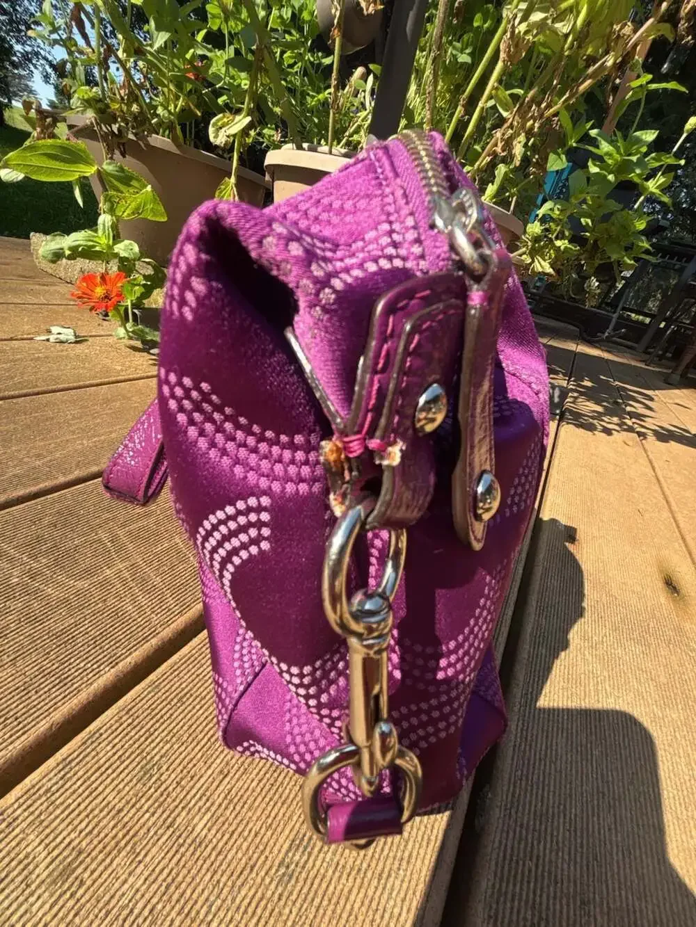 Coach Dotted Op Art Ashley Purple Berry Satchel F20027
